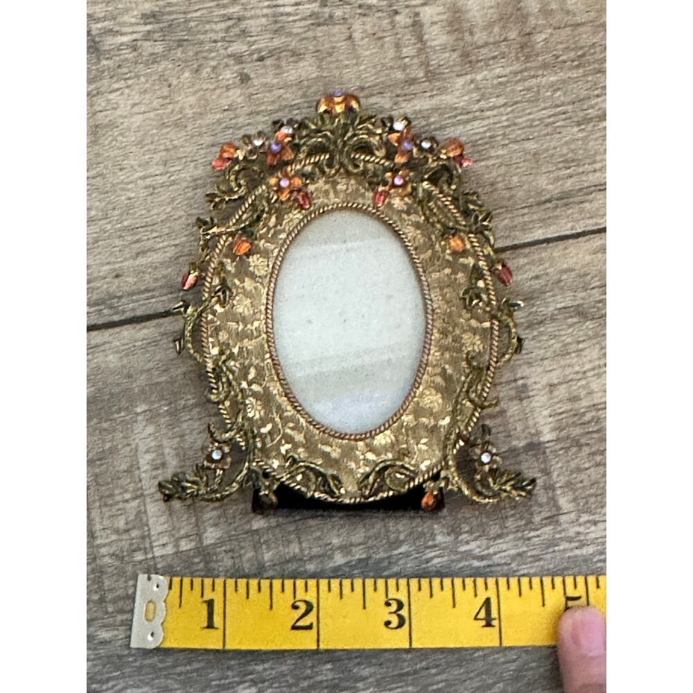 Wood Mirror Oval Frame Antique Style Thai Handicraft Stained Glass Home Decor